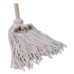 Boardwalk BWK120C Handle/Deck Mops with No. 20 Head and 54 in. Handle - White Cotton Head/Natural Wood Handle (6/Carton)