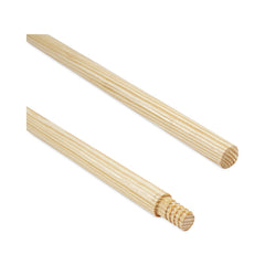 Boardwalk 0.94 in. x 60 in. Threaded End Lacquered Wood Broom Handle - Natural