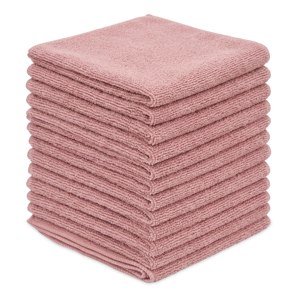Boardwalk 12 in. x 12 in. Microfiber Cloths - Pink (12/Pack)