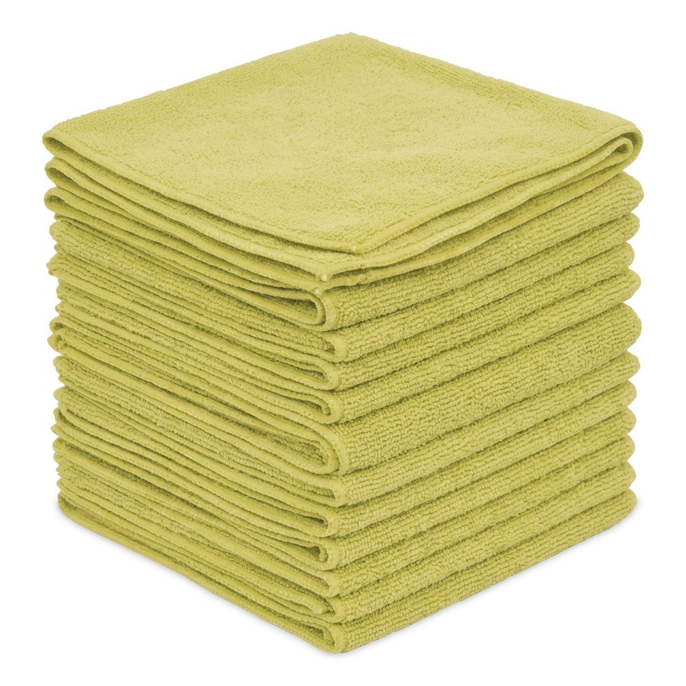 Boardwalk BWK12YELCLOTH 12 in. x 12 in. Microfiber Cleaning Cloths - Yellow (12/Pack)