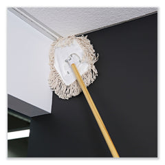 Boardwalk 0.94 in. Diameter x 48 in. Length Wedge Dust Mop Head Frame/Lacquered Wood Handle - Natural