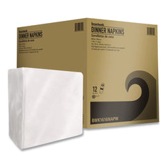 Boardwalk BWK1616NAPW 1-Ply 16 in. x 16 in. Dinner Napkins - White (250/Pack, 12 Packs/Carton)