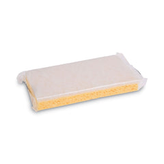 Boardwalk 63BWK LD 0.7 in. Thick 3.6 in. x 6.1 in. Individually Wrapped Light Duty Scrubbing Sponge - Yellow/White (20/Carton)
