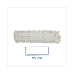 Boardwalk 36 in. x 5 in. Disposable Cotton/Synthetic Dust Mop Head with Sewn Center Fringe - White