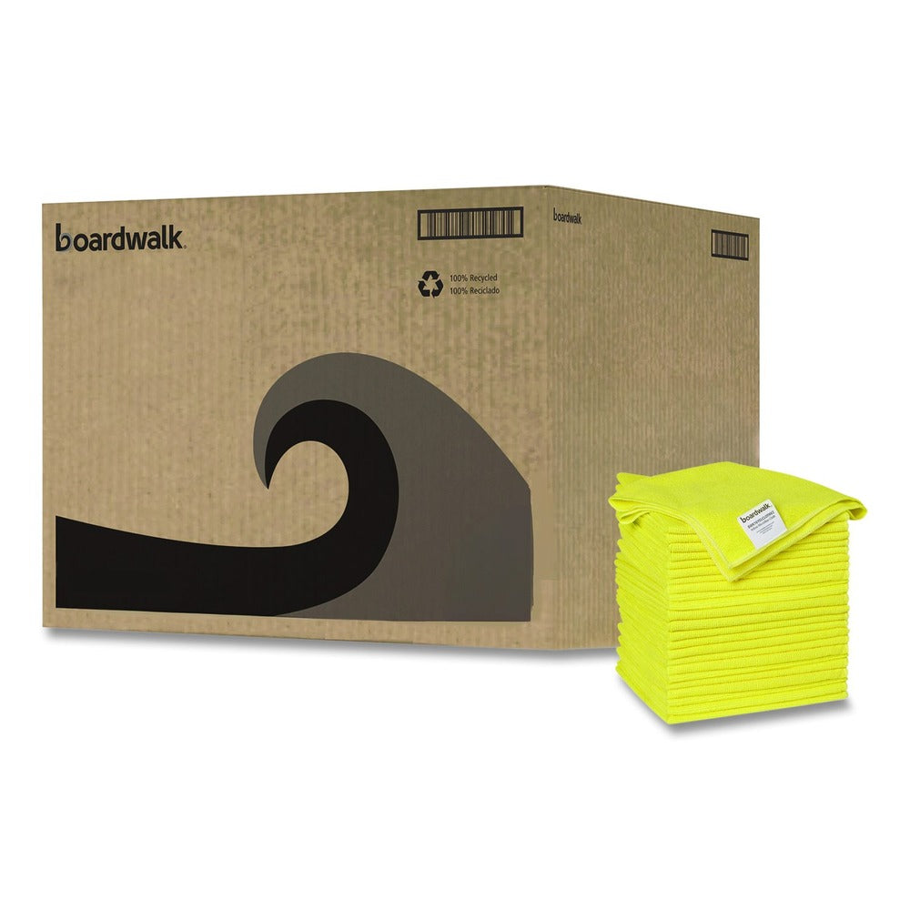 Boardwalk 16 in. x 16 in. Microfiber Cleaning Cloths - Yellow (24/Pack)