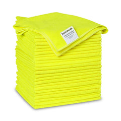 Boardwalk 16 in. x 16 in. Microfiber Cleaning Cloths - Yellow (24/Pack)