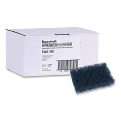 Boardwalk 3.5 in. x 5 in. Extra Heavy-Duty Scour Pad - Dark Blue (20/Carton)