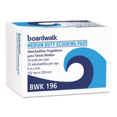 Boardwalk 6 in. x 9 in. Medium Duty Scour Pad - Green (20/Carton)