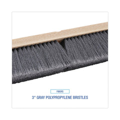 Boardwalk 3 in. Gray Flagged Polypropylene Bristles 18 in. Brush Floor Brush Head