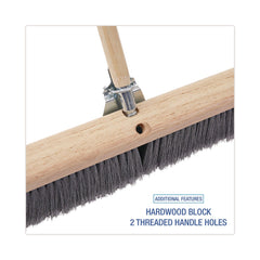 Boardwalk 3 in. Gray Flagged Polypropylene Bristles 36 in. Brush Floor Brush Head