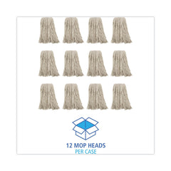 Boardwalk BWK216CCT 16 oz. Cotton Premium Cut-End Wet Mop Heads - White (12/Carton)