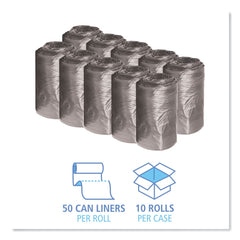 Boardwalk H4832RKKR01 16 Gallon 0.35 mil 24 in. x 32 in. Perforated Roll Low-Density Waste Can Liners - Black (50 Bags/Roll, 10 Rolls/Carton)