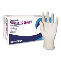 Boardwalk 4 mil 9.5 in. Long Powder-Free Synthetic Vinyl Gloves - Small, Cream (100/Box, 10 Boxes/Carton)