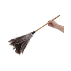 Boardwalk 16 in. Wood Handle 12 in. Gray Bristle Professional Ostrich Feather Duster