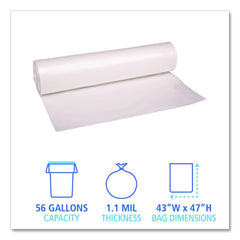 Boardwalk X8647SCKR01 43 in. x 47 in. 1.1 mil 56 gal Low Density Repro Can Liners - Clear (100/Carton)