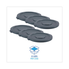 Boardwalk Plastic Round Flat-Top Lid for 32 Gallon Waste Receptacles - Gray