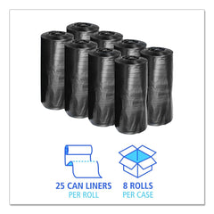 Boardwalk H6639MKKR01 33 Gallon 0.5 mil 33 in. x 39 in. Perforated Roll Low-Density Waste Can Liners - Black (25 Bags/Roll, 8 Rolls/Carton)