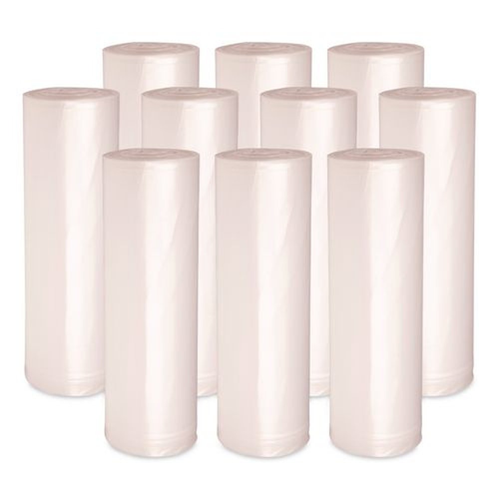 Boardwalk 33 Gallon 14 mic 33 in. x 38 in. Perforated Roll High-Density Can Liners - Natural (25 Bags/Roll, 10 Rolls/Carton)