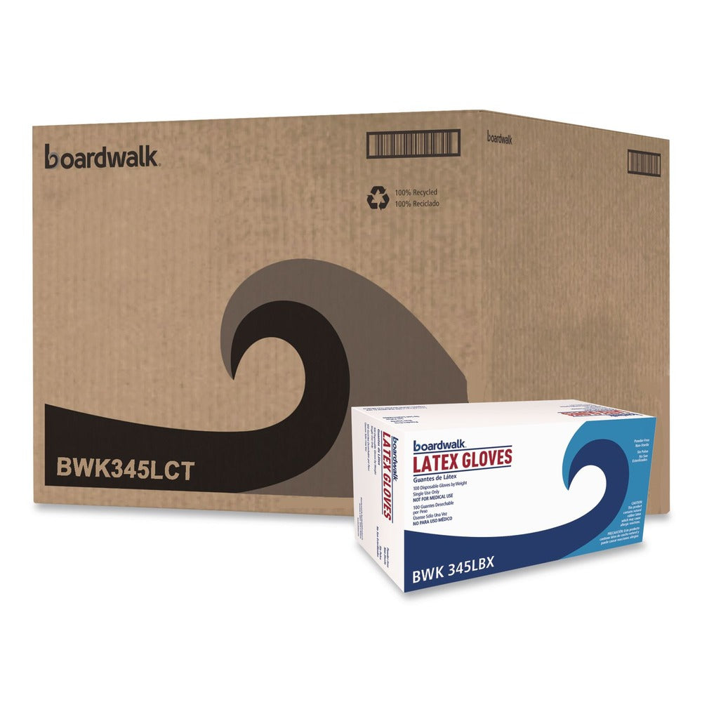 Boardwalk 9.5 in. 4.4 mil General-Purpose Powder-Free Latex Gloves - Large/Natural (1000/Carton)