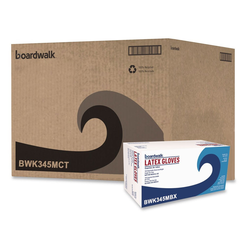 Boardwalk 4.4 mil 9.5 in. Long Powder-Free General-Purpose Latex Gloves - Medium, Natural (100/Box, 10 Boxes/Carton)