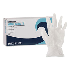 Boardwalk 3.6 mil Thick 9.5 in. Long Powder-Free Exam Vinyl Gloves - Large, Clear (100/Box, 10 Boxes/Carton)