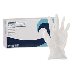 Boardwalk 3.6 mil Thick 9.5 in. Long Powder-Free Exam Vinyl Gloves - Medium, Clear (100/Box, 10 Boxes/Carton)
