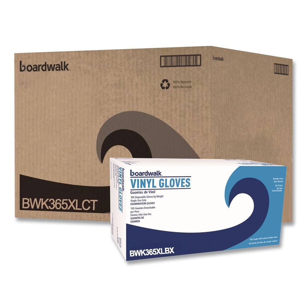 Boardwalk 2.6 mil 9.5 in. Long Powder-Free General Purpose Vinyl Gloves - Extra Large, Clear (100/Box, 10 Boxes/Carton)