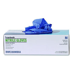 Boardwalk 380 Series 4 mil Thick 9.5 in. Long Powder-Free Disposable General-Purpose Nitrile Gloves - Medium, Blue (100/Box)