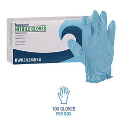 Boardwalk 5 mil 9.5 in. Long Powder-Free Disposable Examination Nitrile Gloves - Medium, Blue (100/Box)