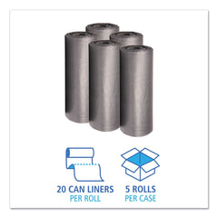 Boardwalk H7658SGKR01 38 in. x 58 in. 1.1 mil 60 gal. Low-Density Waste Can Liners - Gray (100/Carton)