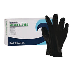 Boardwalk 4.4 mil Disposable General-Purpose Powder-Free Nitrile Gloves - Small, Black (1000/Carton)