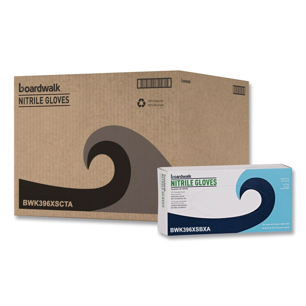 Boardwalk 396 Series 9.5 in. 4.4 mil Disposable General-Purpose Nitrile Gloves - X-Small/Black (1000/Carton)