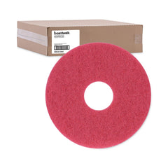 Boardwalk 12 in. Diameter Buffing Floor Pads - Red (5/Carton)