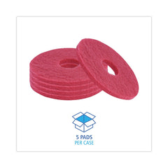 Boardwalk 12 in. Diameter Buffing Floor Pads - Red (5/Carton)