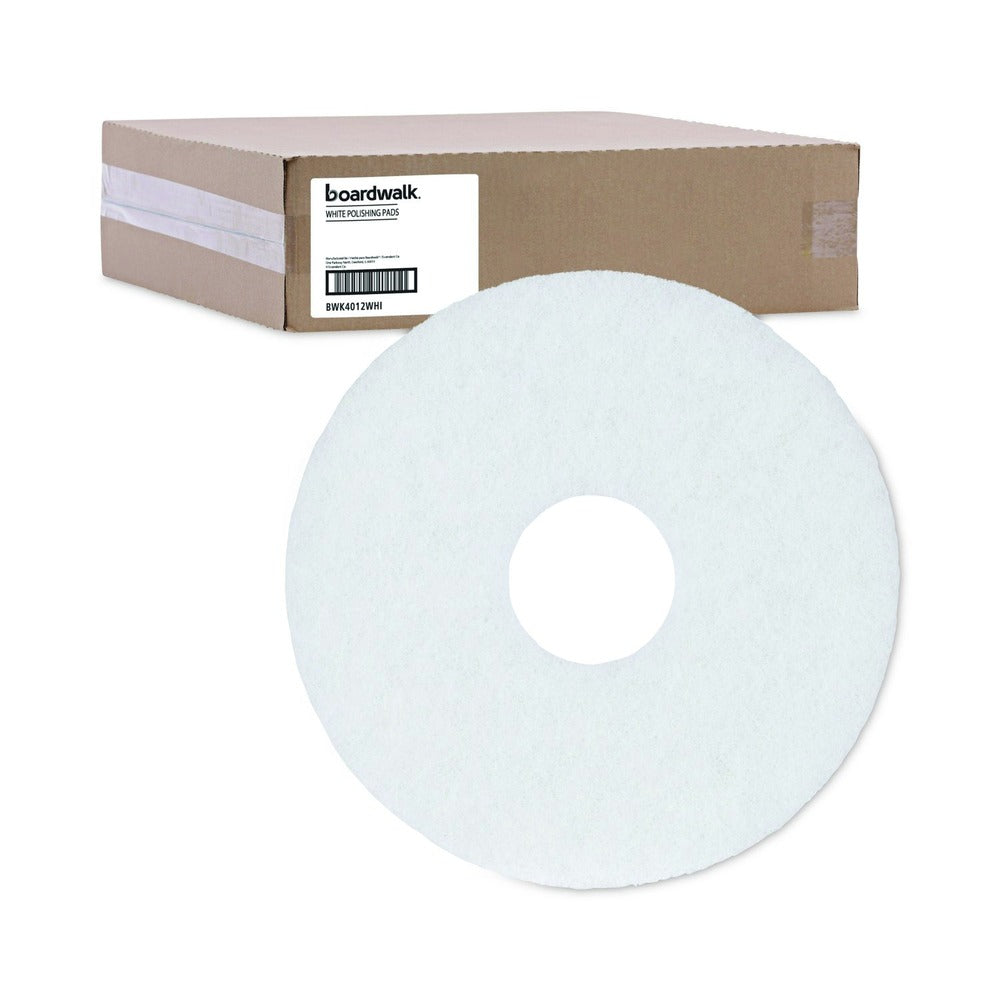Boardwalk BWK4012WHI 12 in. Diameter Polishing Floor Pads - White (5/Carton)