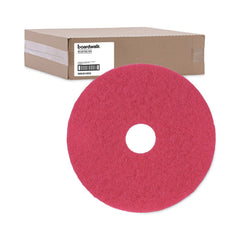 Boardwalk 16 in. Diameter Buffing Floor Pads - Red (5/Carton)