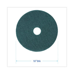Boardwalk 18 in. Diameter Heavy-Duty Scrubbing Floor Pads - Green (5/Carton)