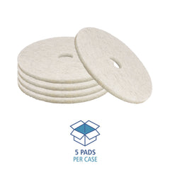 Boardwalk BWK4019NAT 19 in. Diameter Natural Burnishing Floor Pads - White (5/Carton)