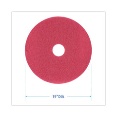 Boardwalk 19 in. Diameter Buffing Floor Pads - Red (5/Carton)