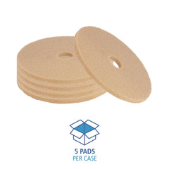 Boardwalk 19 in. Diameter Burnishing Floor Pads - Tan (5/Carton)