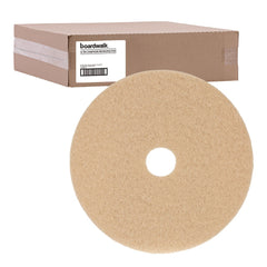 Boardwalk 19 in. Diameter Burnishing Floor Pads - Tan (5/Carton)