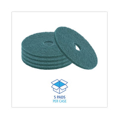 Boardwalk BWK4020GRE 20 in. Diameter Heavy-Duty Scrubbing Floor Pads - Green (5/Carton)