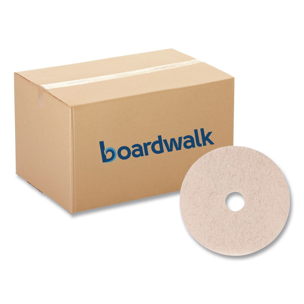 Boardwalk BWK4021NHE 21 in. Diameter Natural Hog Hair Burnishing Floor Pads - Tan (5/Carton)