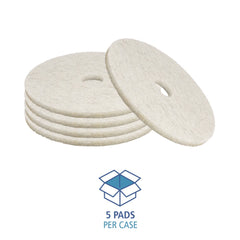 Boardwalk 24 in. Diameter Natural Burnishing Floor Pads - White (5/Carton)