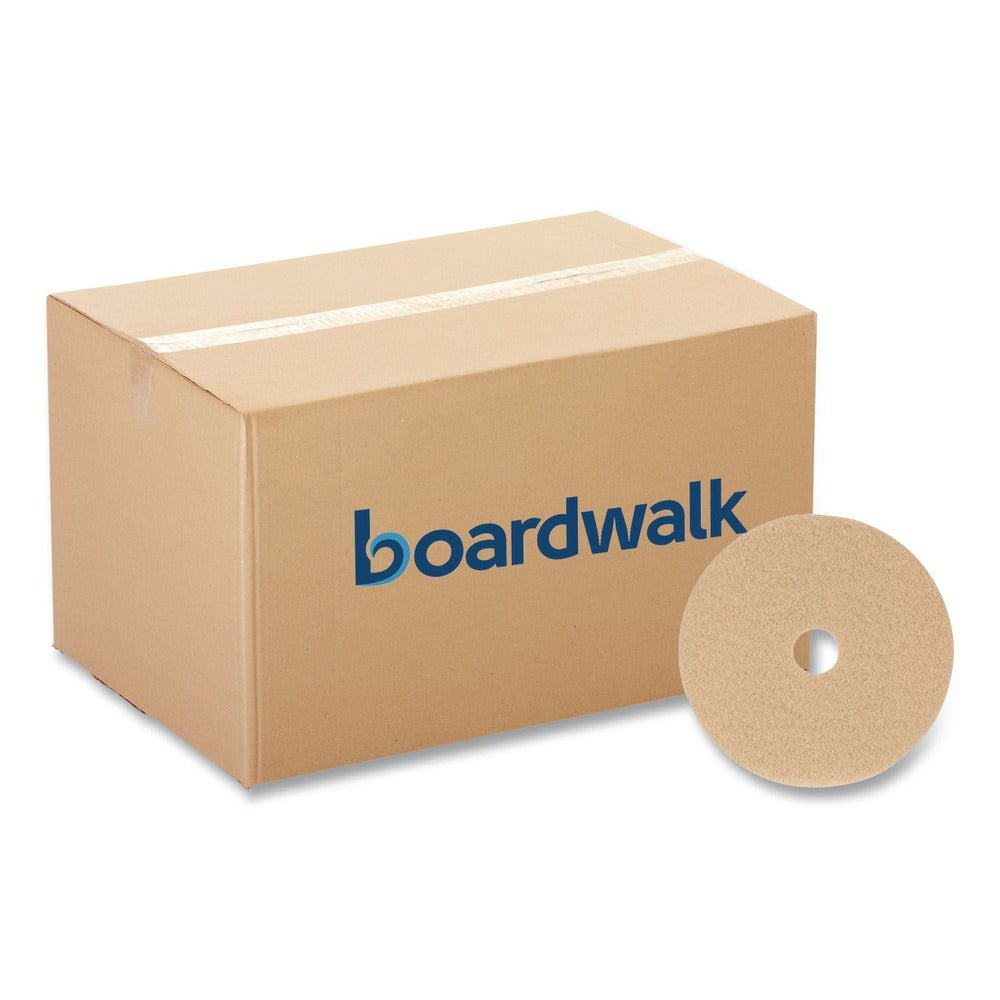 Boardwalk 27 in. Diameter Burnishing Floor Pads - Tan (5/Carton)