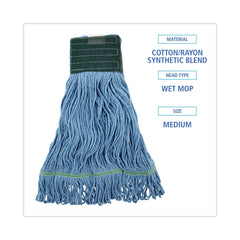 Boardwalk BWK402BL Cotton/Rayon Fiber Premium Standard Mop Head - Medium, Blue (12/Carton)