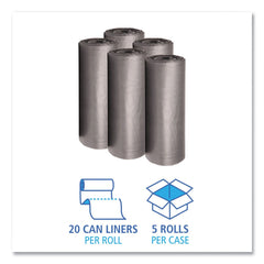 Boardwalk H8647SGKR01 43 in. x 47 in. 56 gal. Low-Density 1.1 mil Waste Can Liners - Gray (100/Carton)
