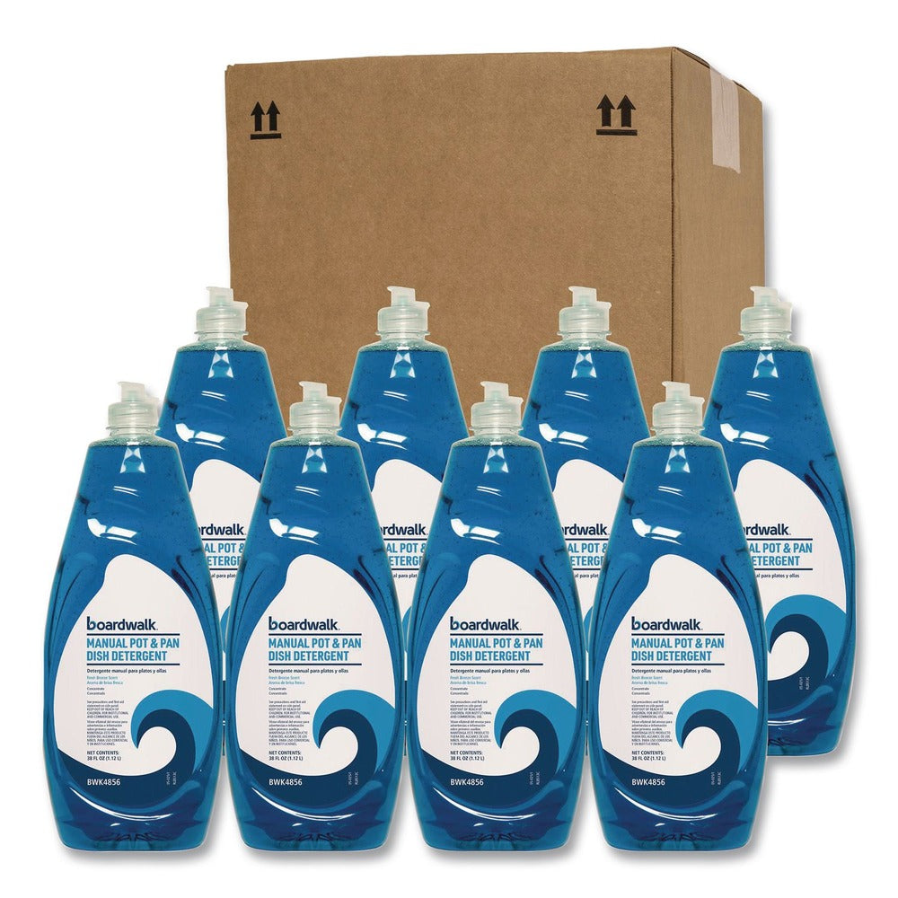 Boardwalk 38 oz Manual Pot and Pan Dish Detergent - Fresh Breeze Scent (8/Carton)