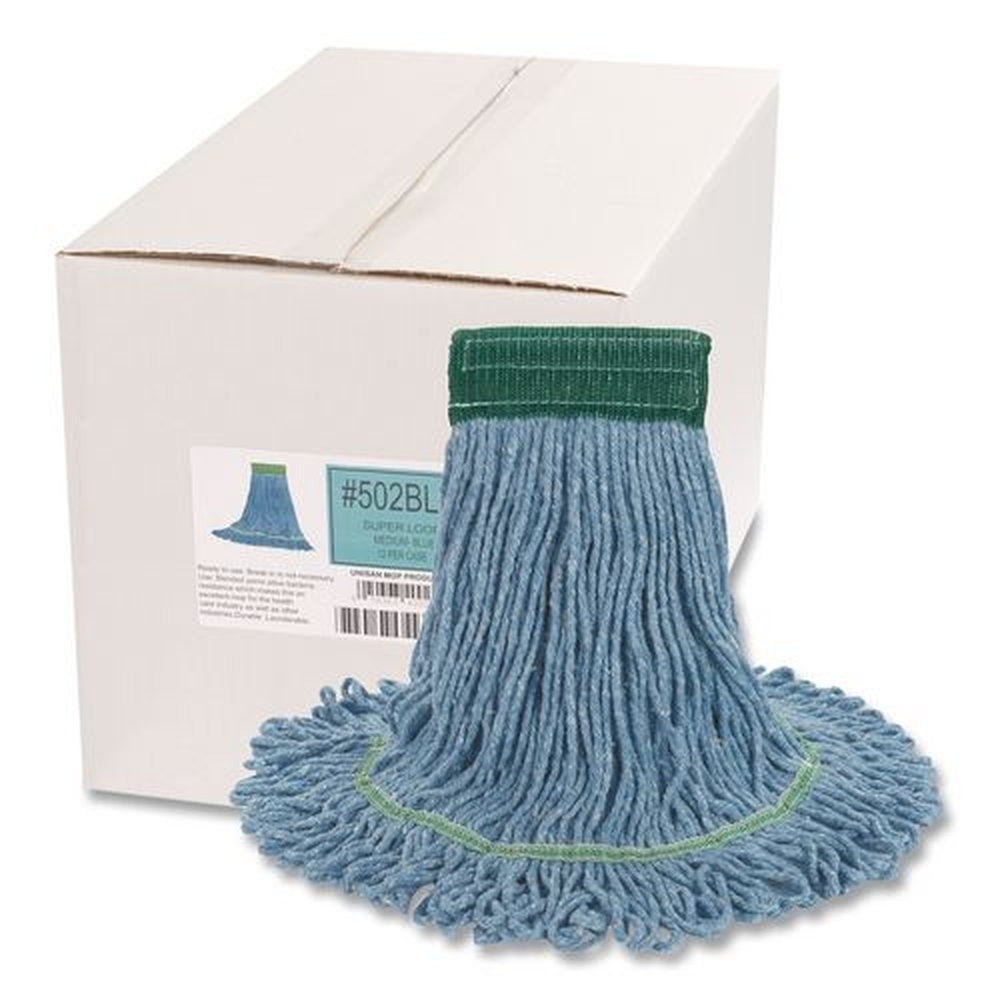 Boardwalk 5 in. Headband Super Loop Cotton/Synthetic Fiber Wet Mop Head - Medium , Blue (12/Carton)