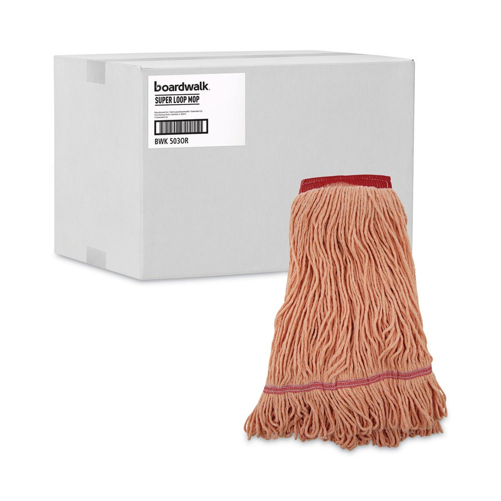 Boardwalk 12/Carton Super Loop Cotton/Synthetic Wet Mop Heads - Large, Orange